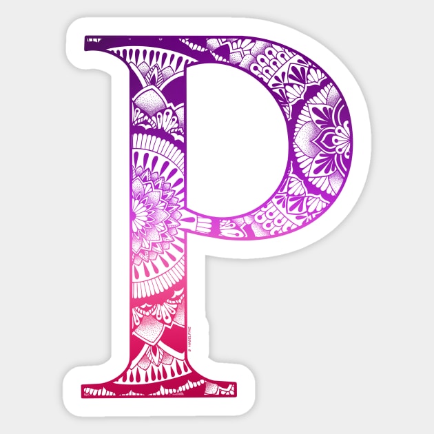 Mandala Letter Capital P Pink Sticker by Shaseldine